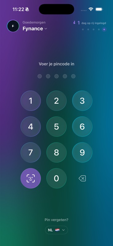 Fynance iOS login screen
