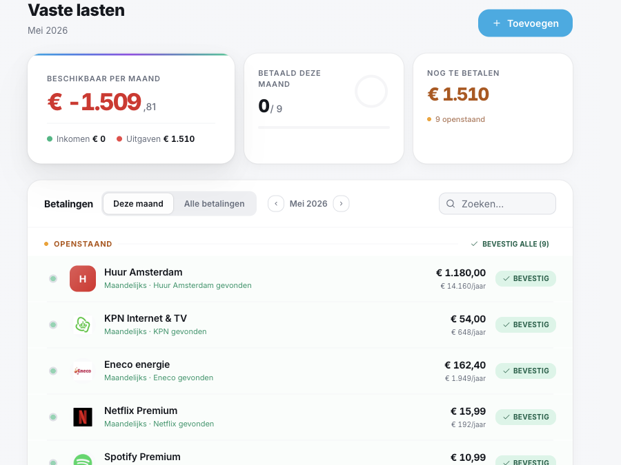 Recurring payments — abonnementen gegroepeerd